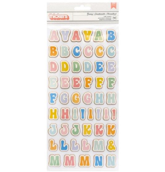 American Craft - Autocollants Thickers ALPHA collection «Groovy» 110 pièces