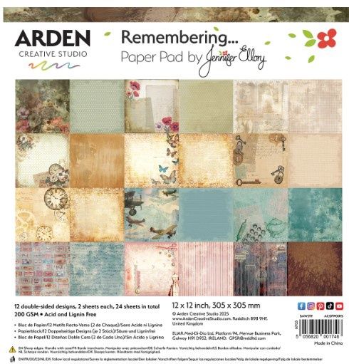 Arden Creative Studio - Papier 12" X 12" collection «Remembering...» 12 feuilles