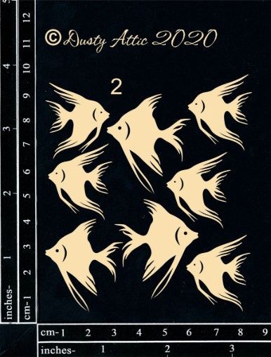 LIQUIDATION!!! Dusty Attic - Chipboard «Mini fish»  (Le prix indiqué est déjà réduit de 40%)