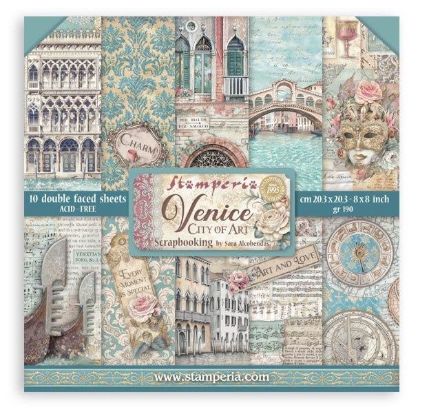 Stamperia - Papier 8 x 8 Venice, 10 feuilles