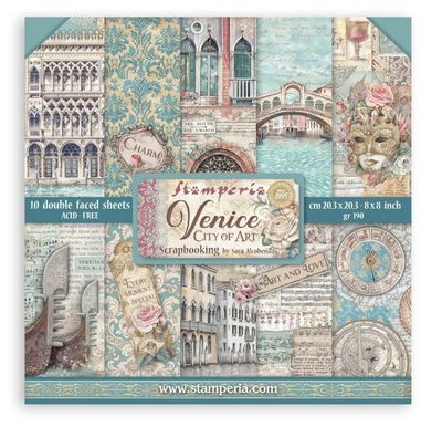 Stamperia - Papier 8 x 8 Venice, 10 feuilles