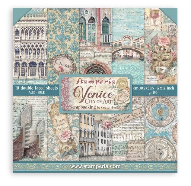 Stamperia - Papier 12" X 12" «Venice», 10 feuilles double- face
