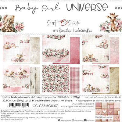 Craft O Clock - Papier 8x8 Baby Girl Universe