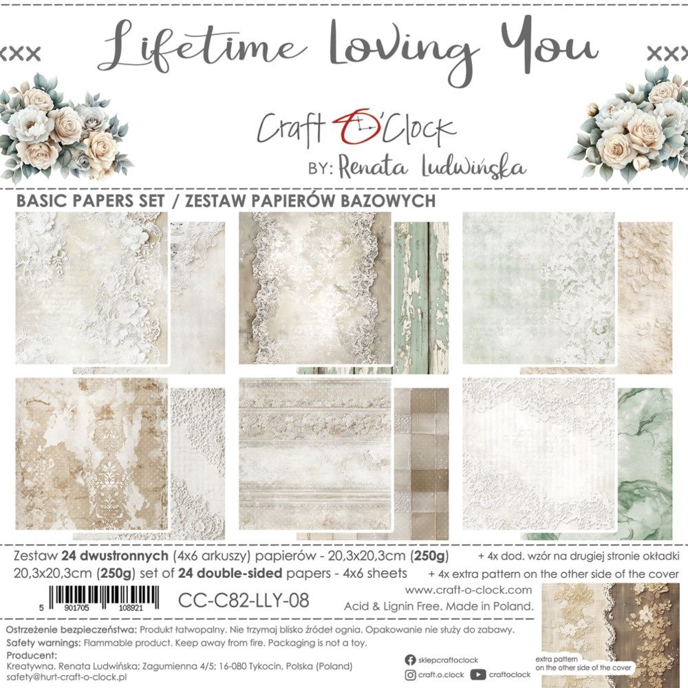Craft O Clock - Papier 8x8 Basic Lifetime Loving You
