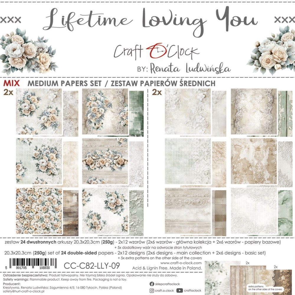 Craft O Clock - Papier 8x8 Mixte Lifetime Loving You