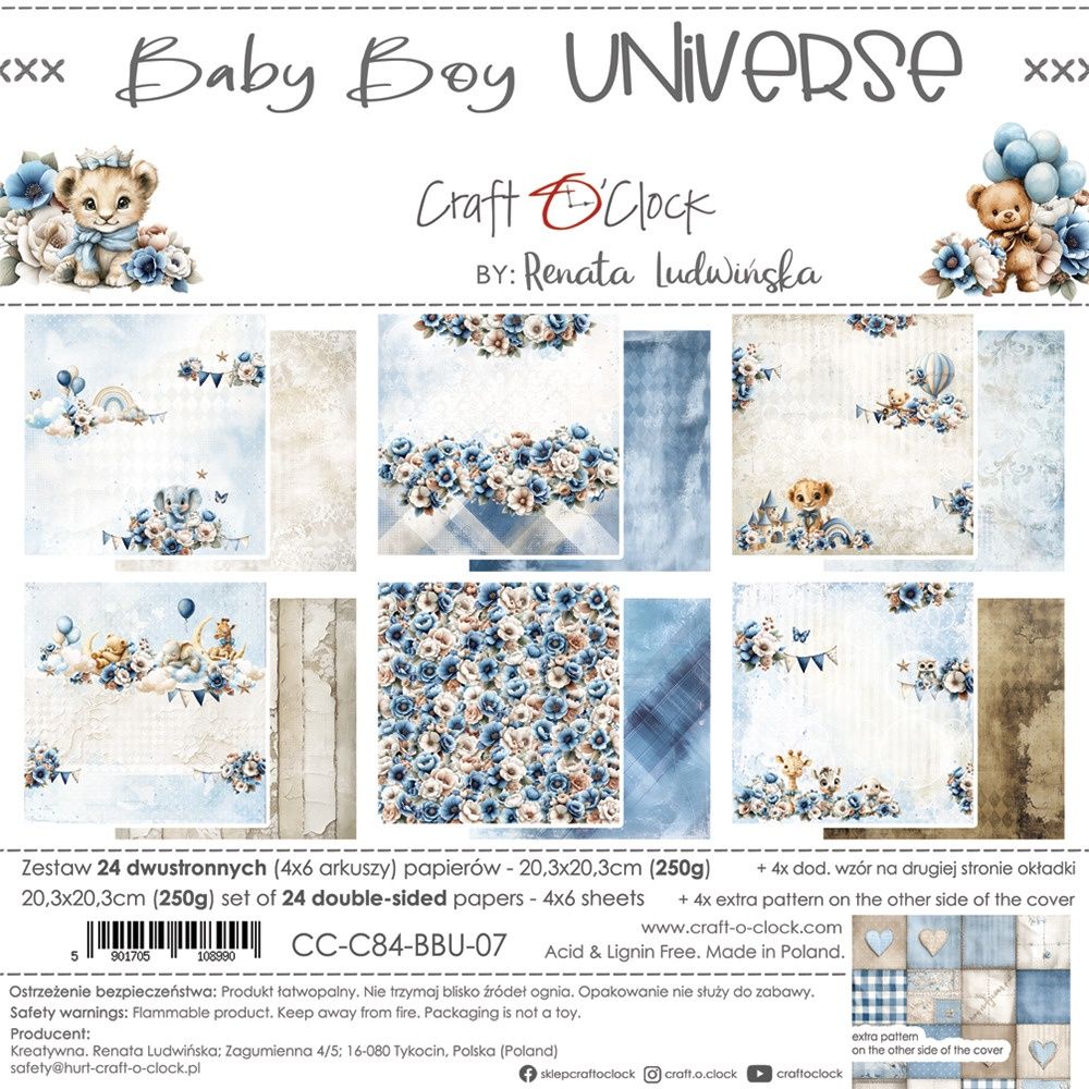 Craft O Clock - Papier 8x8 «Baby Boys Universe»
