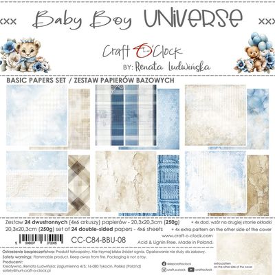 Craft O Clock - Papier 8x8 Basic «Baby Boys Universe»