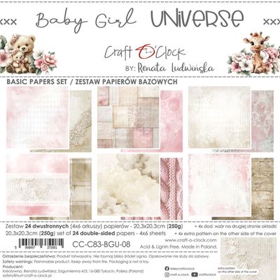 Craft O Clock - Papier 8x8 Basic Baby Girl Universe