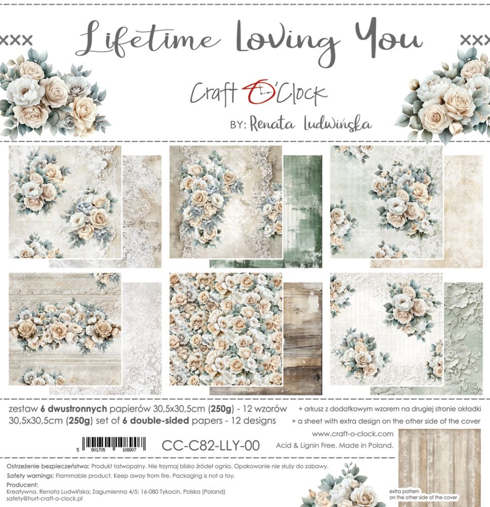 Craft O Clock - Papier 12"X12" «Lifetime Loving You» 6 pages recto-verso