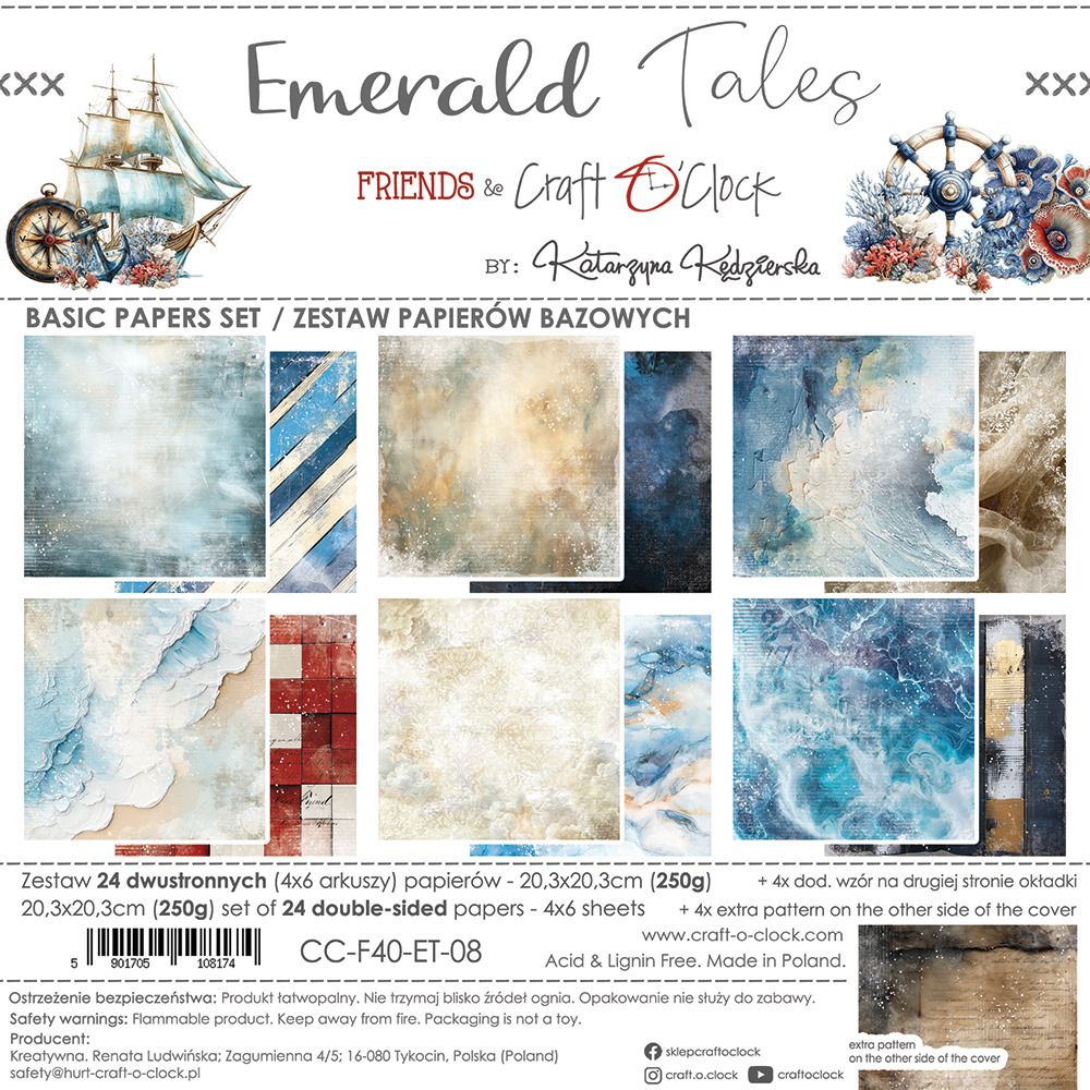 Craft O Clock - Papier 8"X8" Basics «Emerald Tales» 24 pages recto-verso