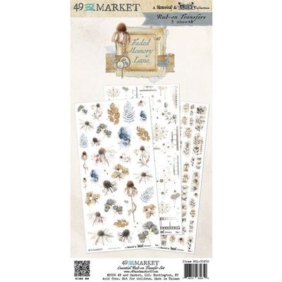 49 and Market - Rub-On Faded Memory Lane Flowers