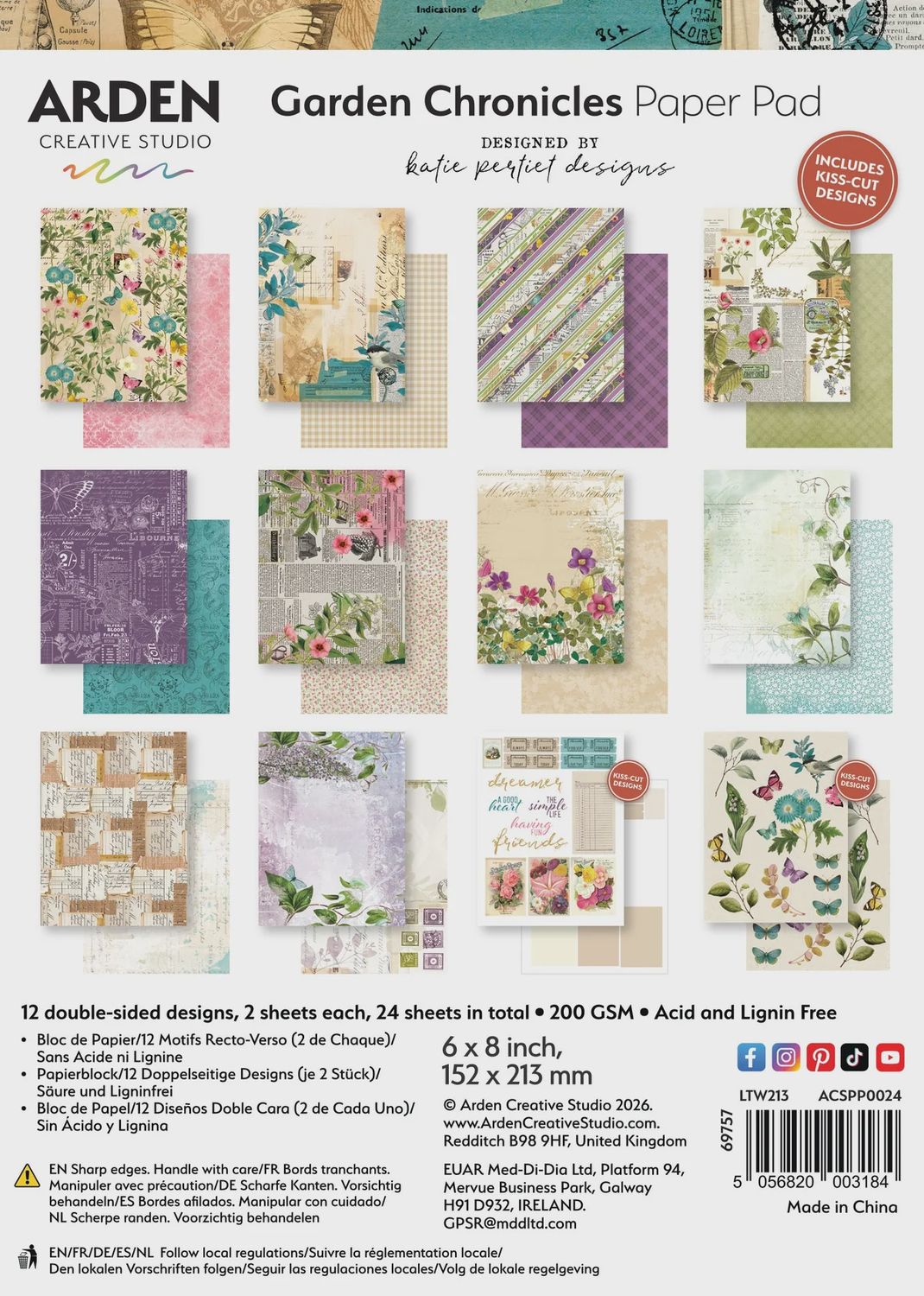 Arden Creative Studio - Papier 6" X 8" collection «Garden Chronicles» 24 feuilles
