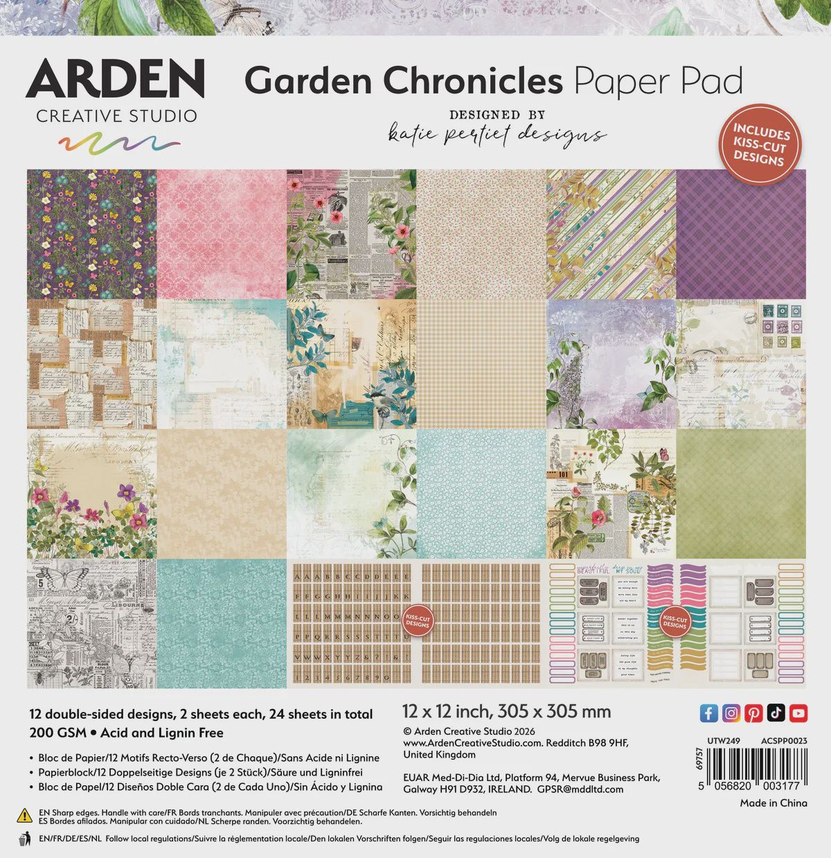 Arden Creative Studio - Papier 12" X 12" collection «Garden Chronicles» 12 feuilles