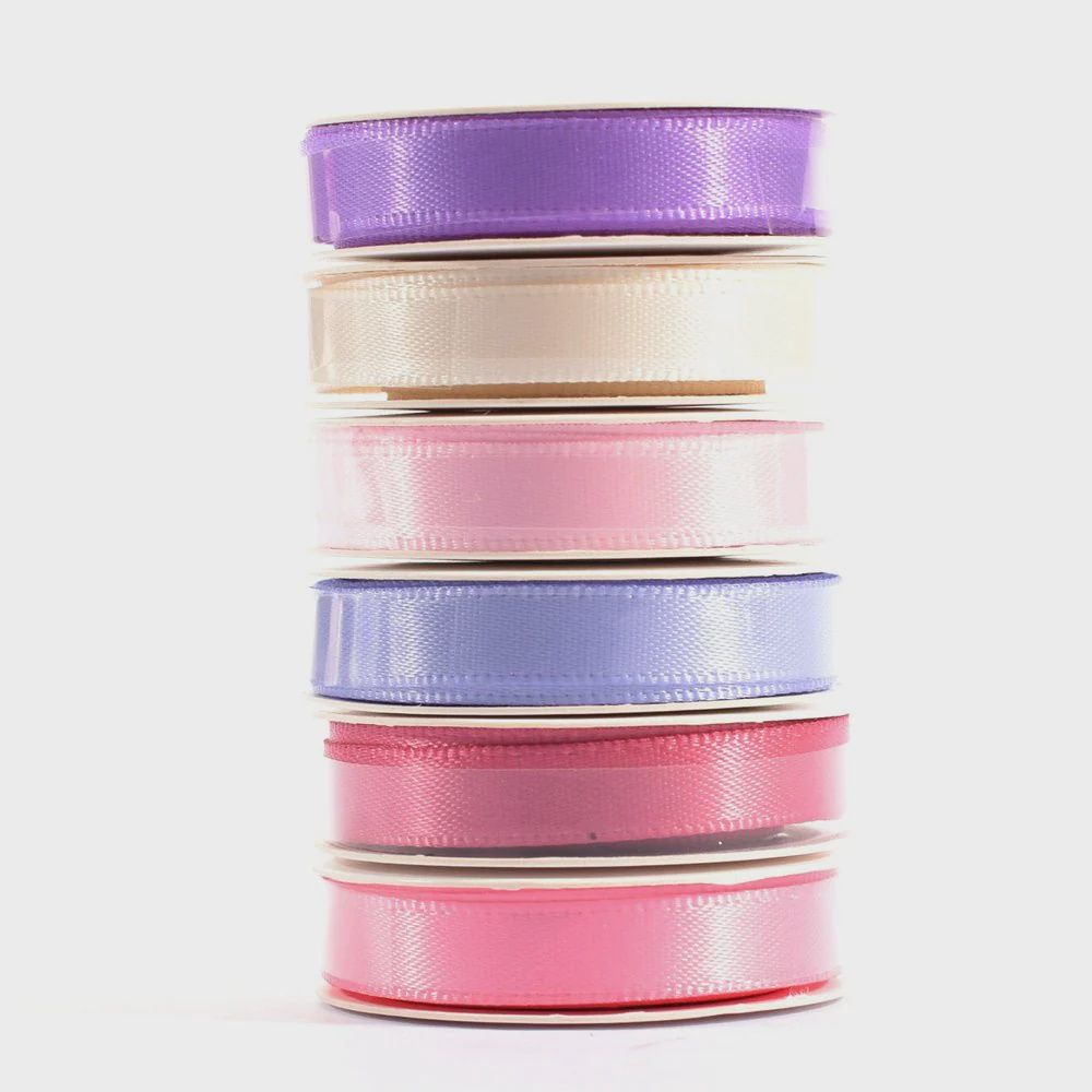 Vaessen Creative - Ruban satiné Rose, 6 couleurs