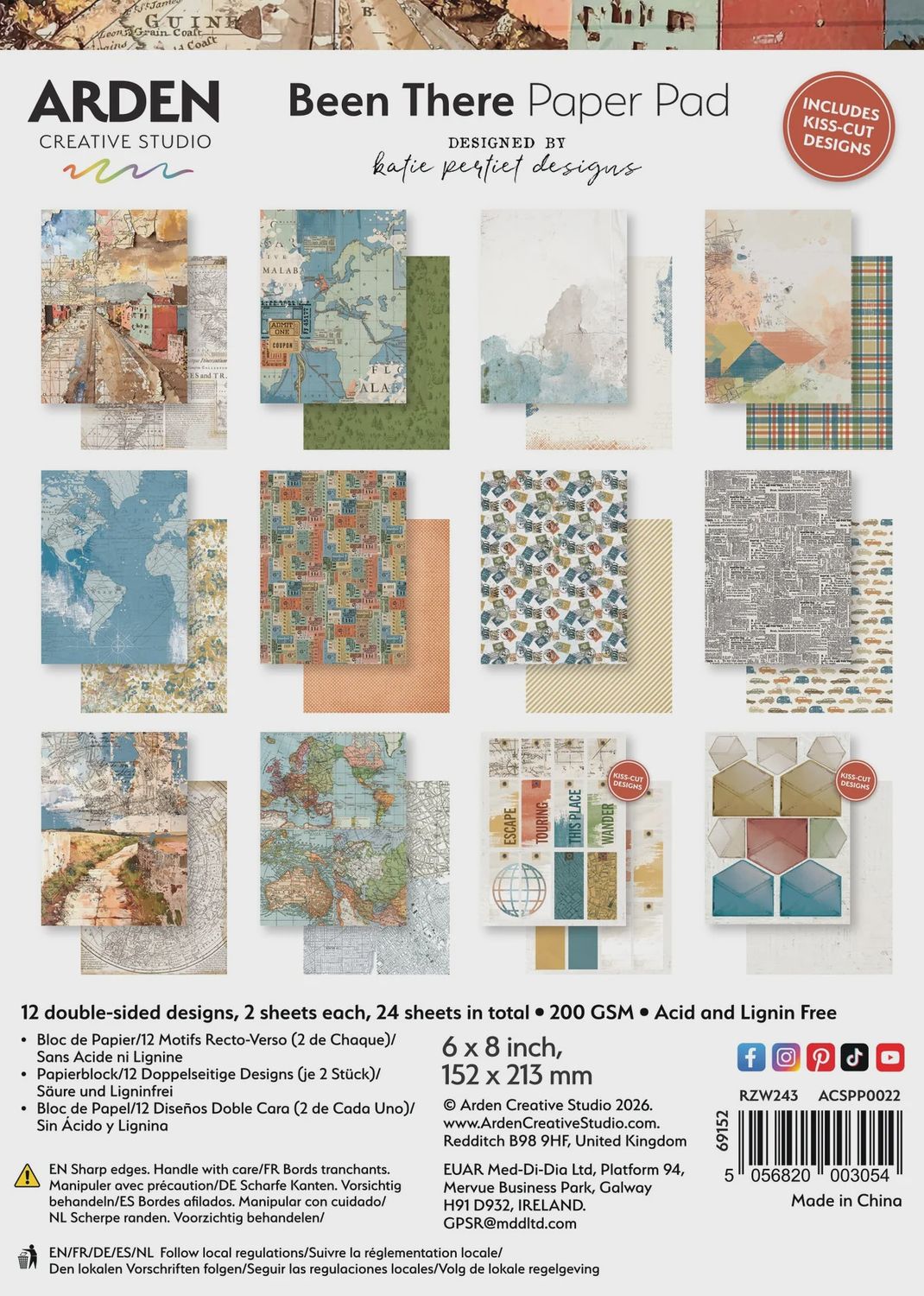 Arden Creative Studio - Papier 6" X 8" «Been There» 12 feuilles