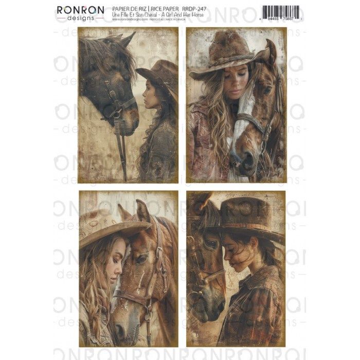 Ronron designs - Papier de riz Une Fille Et Son Cheval