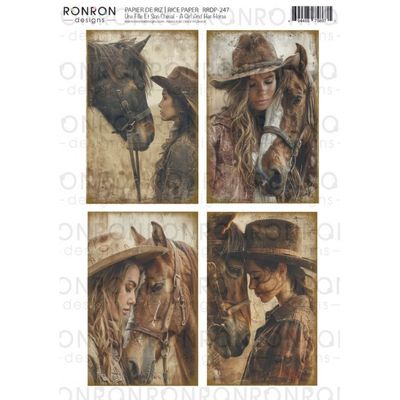 Ronron designs - Papier de riz Une Fille Et Son Cheval