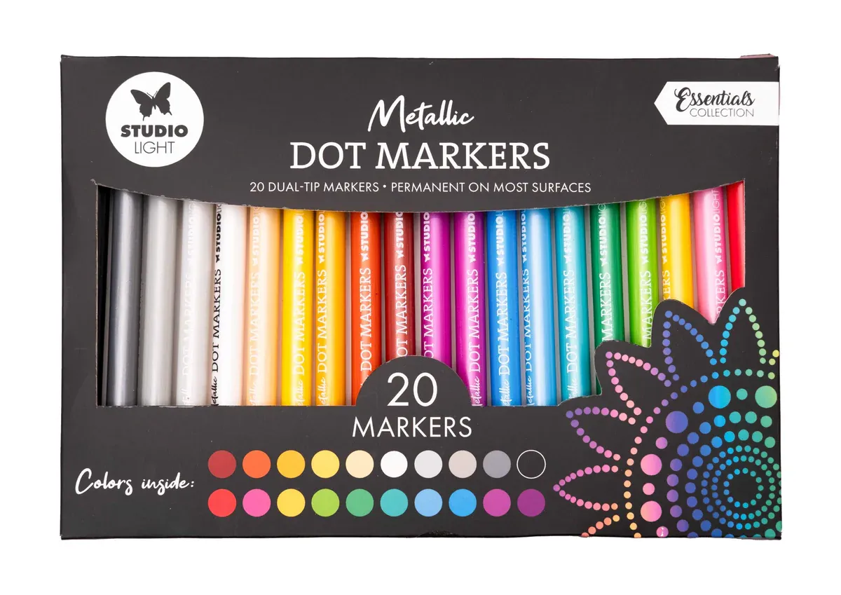 Studio Light - Crayons Dots Markers, 20 couleurs metalliques