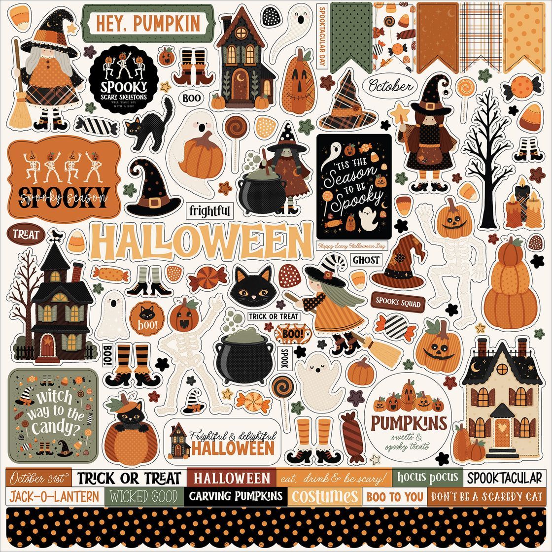 Carta Bella - Autocollants 12" X 12" «Handmade Halloween» 1 Feuille