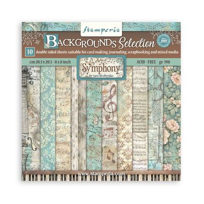Stamperia - Papier 8x8 Backgrounds, Symphony
