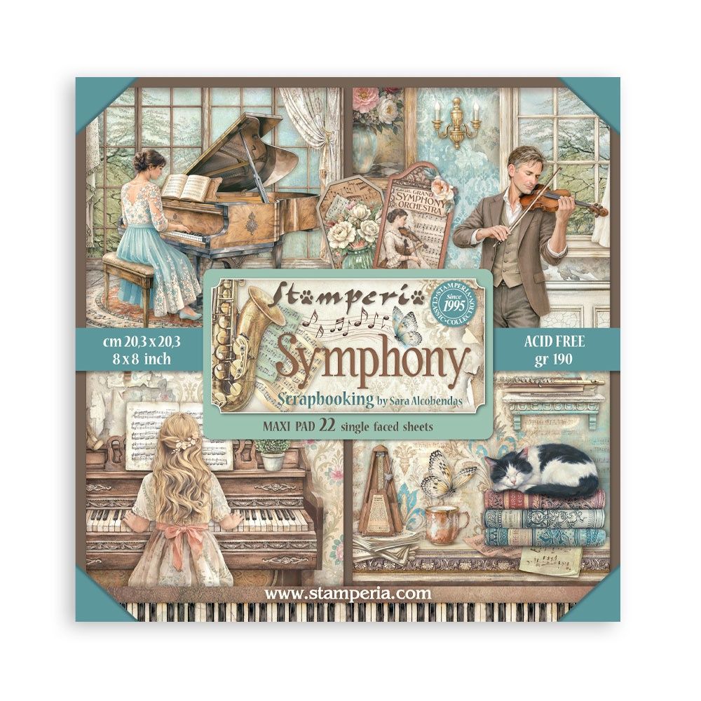 Stamperia - Papier 8x8 maxi pad, Symphony