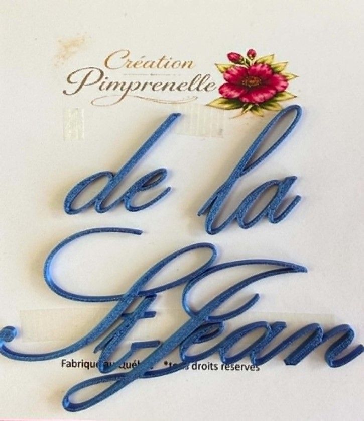 Création Pimprenelle - Mot en 3d, De la St-Jean (bleu foncé)