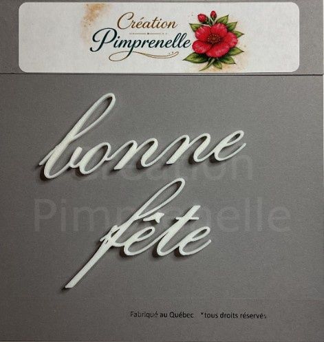 Création Pimprenelle - Mot en 3d, Bonne Fête (blanc)