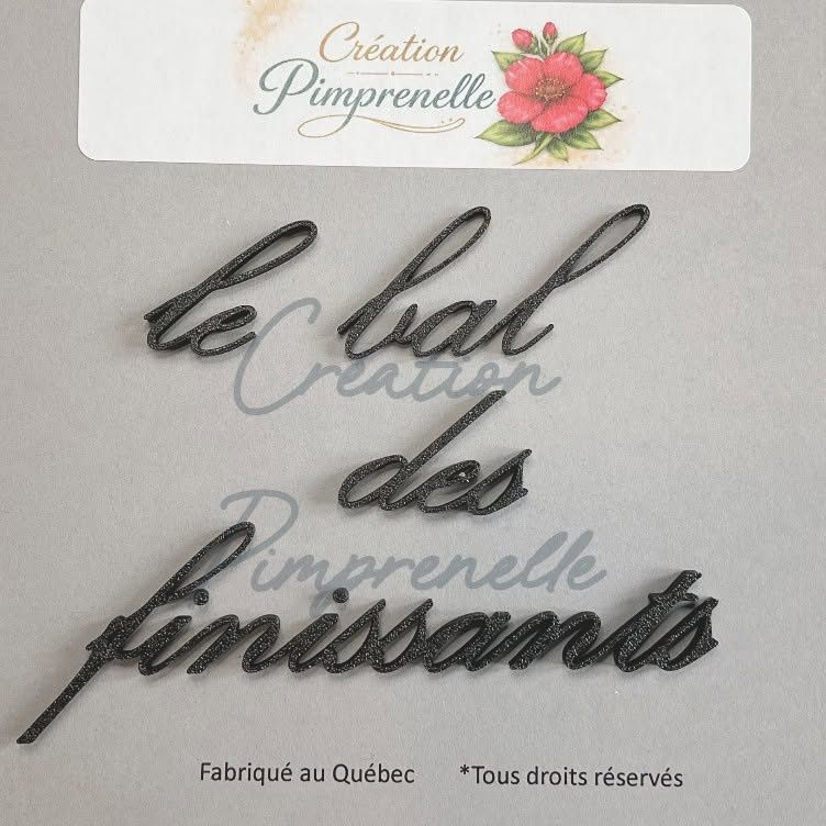 Création Pimprenelle - Mot en 3d, Le bal des Finissants (noir)