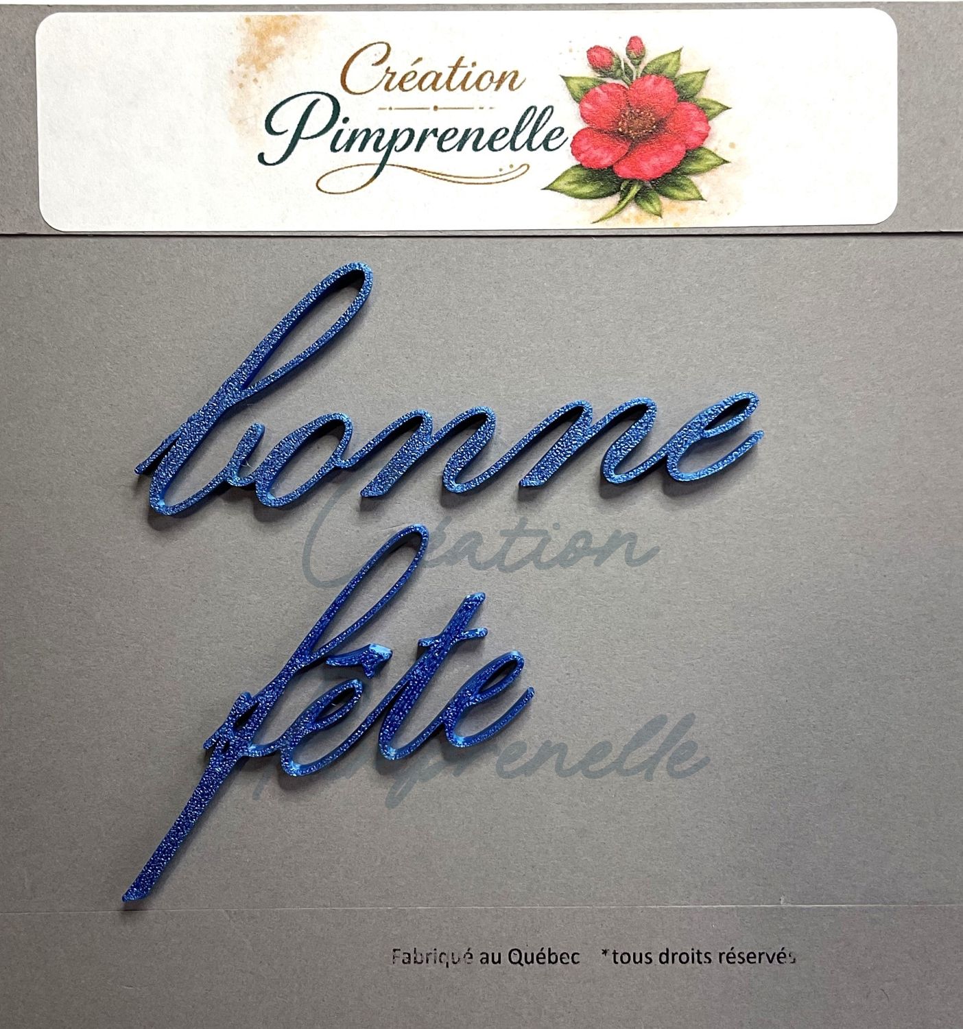 Création Pimprenelle - Mot en 3d, Bonne Fête (bleu foncé)