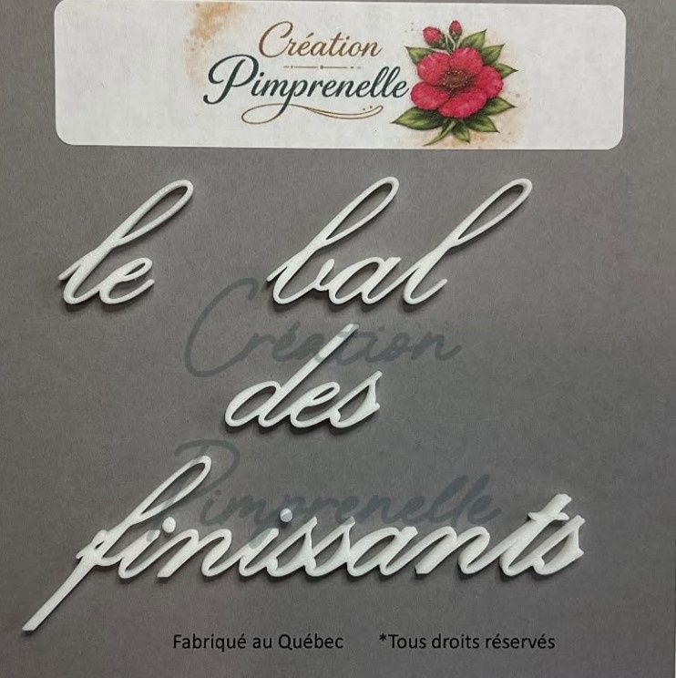Création Pimprenelle - Mot en 3d, Le bal des finissants (blanc)