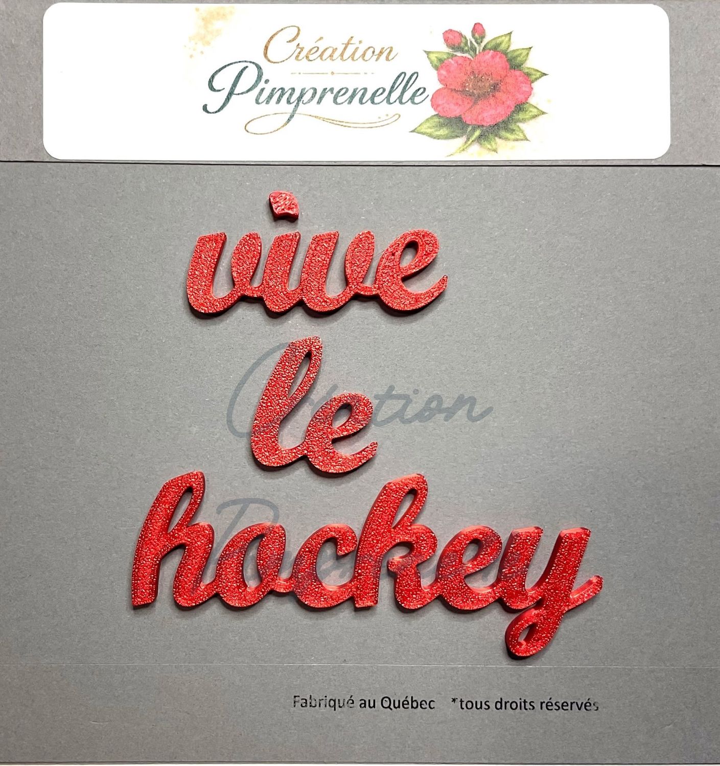 Création Pimprenelle - Vive le Hockey (rouge)