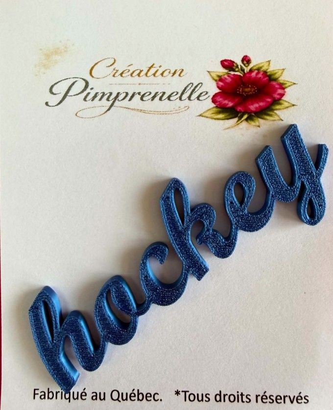 Création Pimprenelle - Mot en 3d, Hockey (bleu foncé)