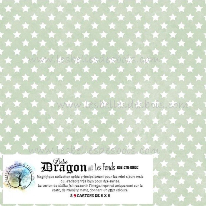 Les Belles des Bois - Papier 6x6 Fonds Bébé Dragon
