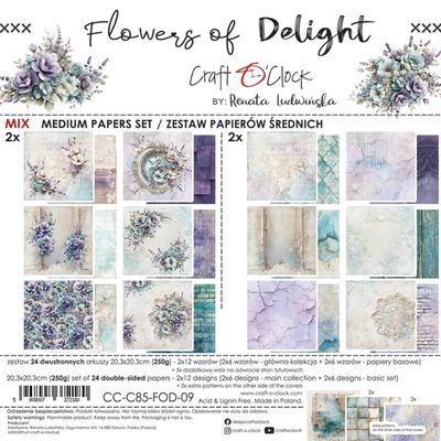 Craft O Clock - Papier 8x8 Mix «Flowers of Delight»