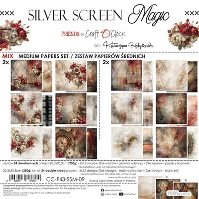 Craft O Clock - Papier 8x8 Mix «Silver Screen Magic»