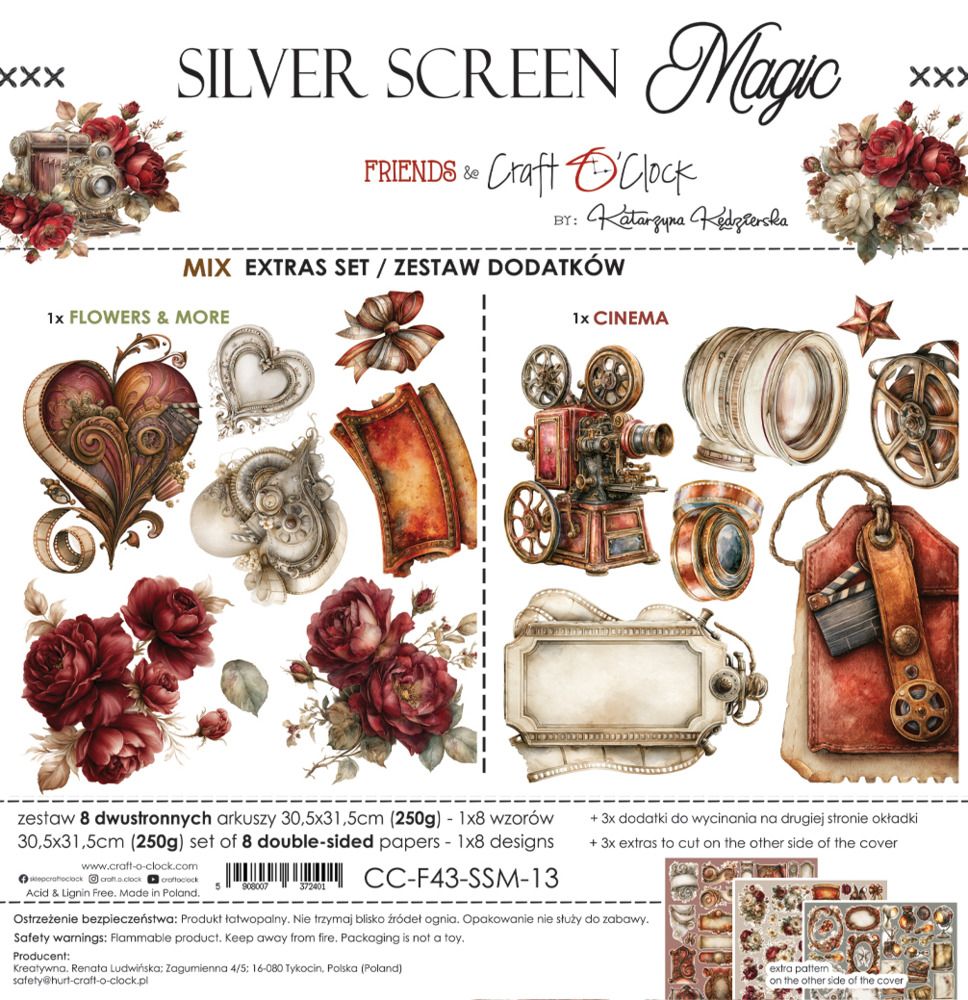 Craft O Clock - Éphémèra à découper Mix «Silver Screen Magic»