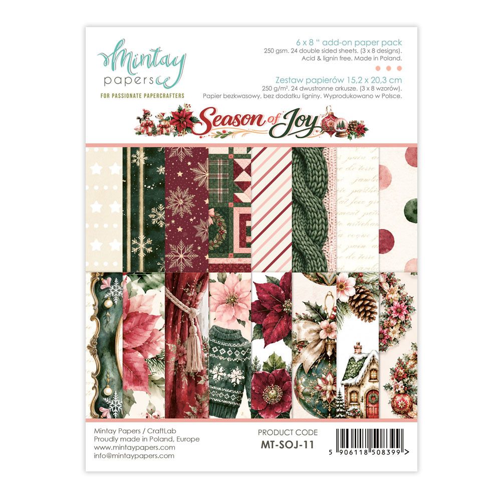 Mintay - Papier 6x8 Season of Joy, 24 feuilles recto-verso