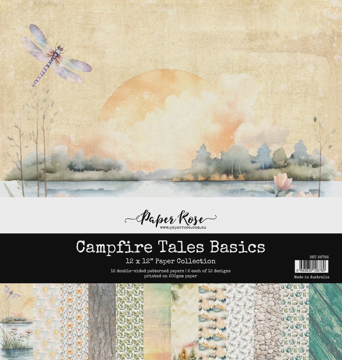 Paper Rose - Papier 12x12 Basics Campfire Tales, 12 pages