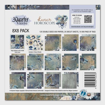 3Quarter Designs - Papier collection «Lunar Horoscope» 8" X 8" 12 feuilles