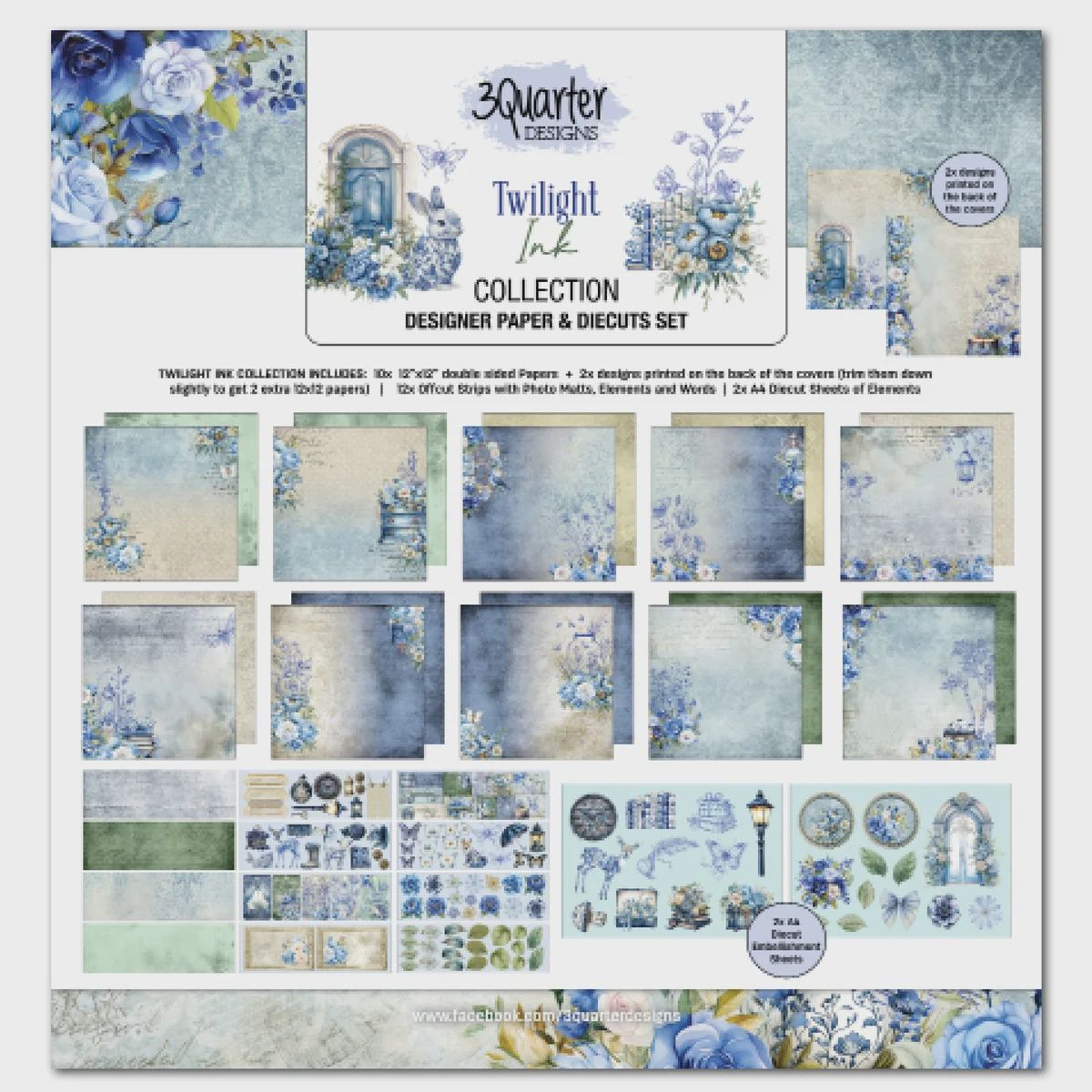 3 Quarter Designs - Papier collection «Twilight Ink» 12" X 12" 10 feuilles