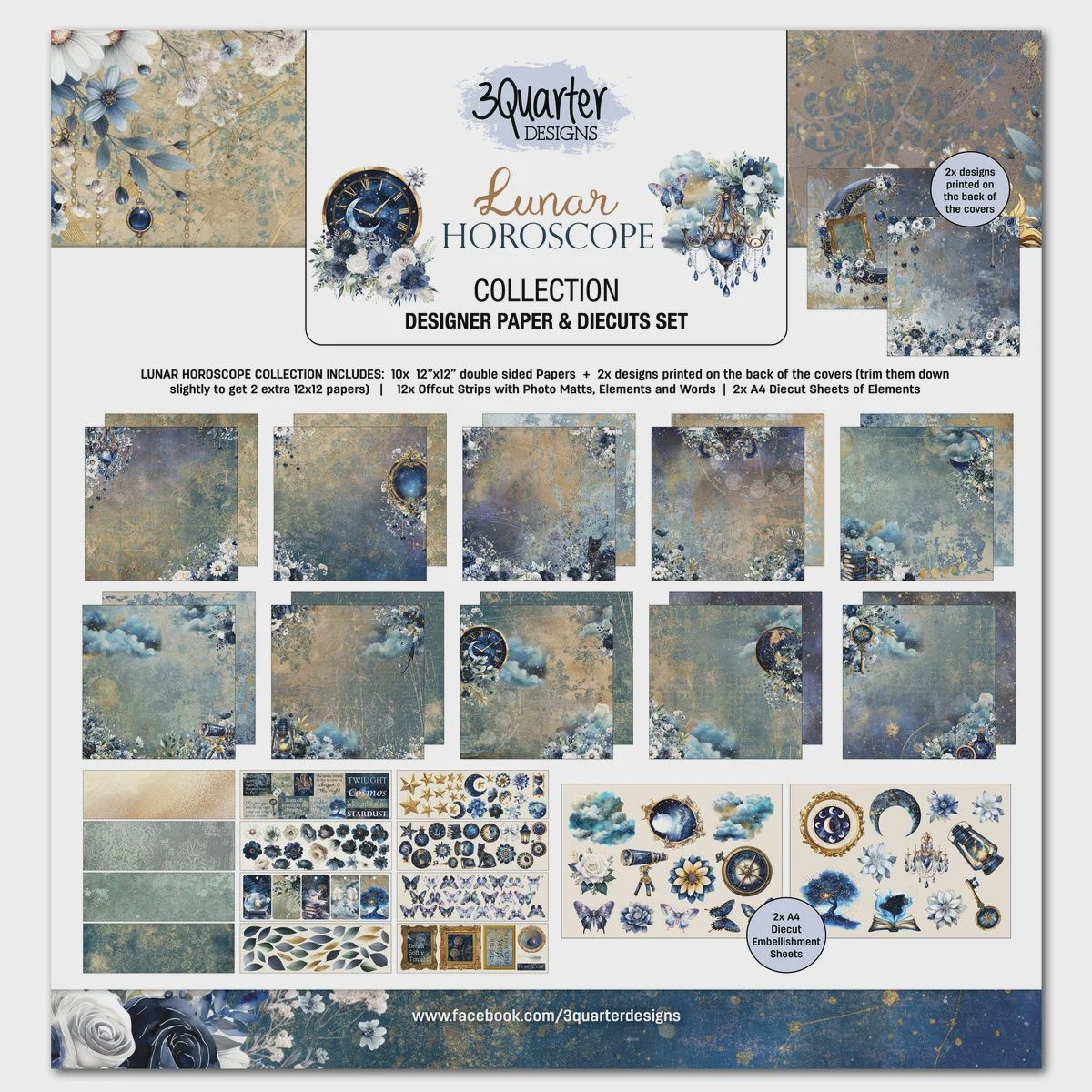 3 Quarter Designs - Papier collection «Lunar Horoscope» 12" X 12" 10 feuilles