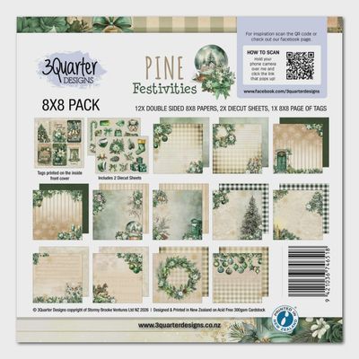 3Quarter Designs - Papier collection «Pine Festivities» 8" X 8" 12 feuilles
