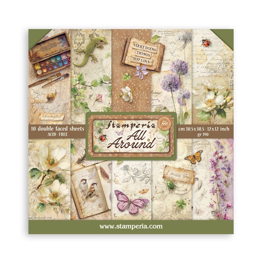 Stamperia - Papier 12" X 12" «All Around», 10 feuilles double- face