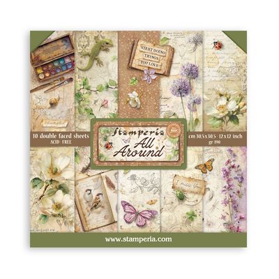 Stamperia - Papier 12" X 12" «All Around», 10 feuilles double- face