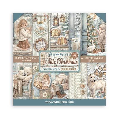 Stamperia - Papier 8x8 White Christmas
