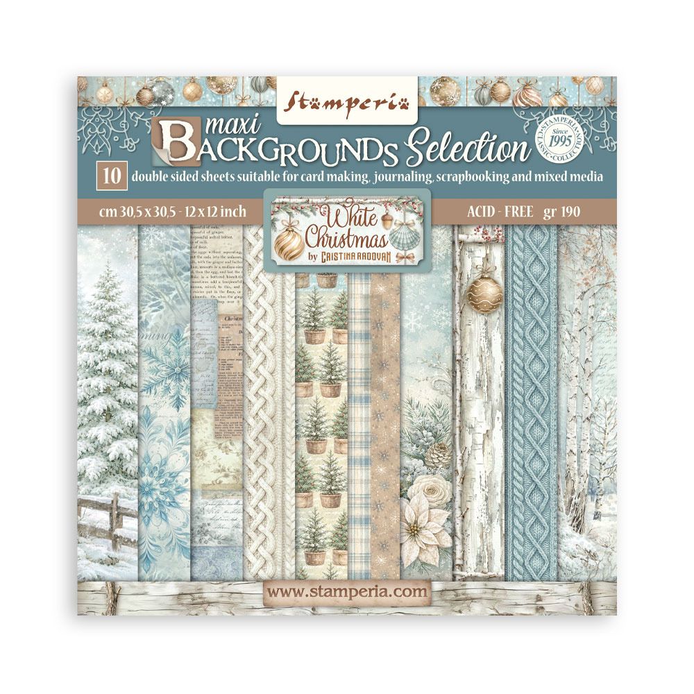 Stamperia - Papier 12x12 Background White Christmas