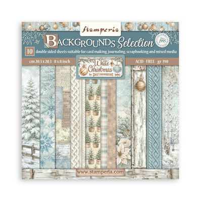 Stamperia - Papier 8x8 Background White Christmas