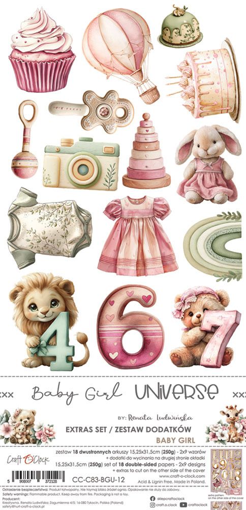 Craft O Clock - Éphémèras Elements «Baby Girl Universe»