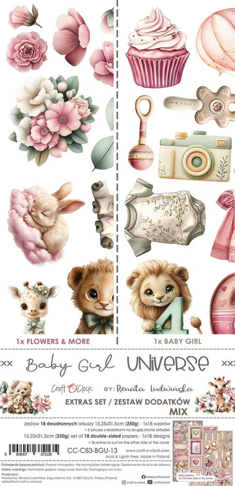 Craft O Clock - Éphémèras Mixte «Baby Girl Universe»
