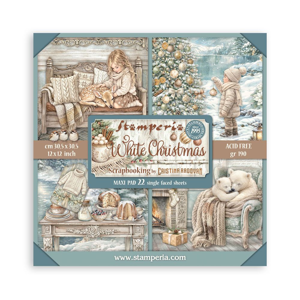 Stamperia - Papier 12x12 Maxi pad White Christmas